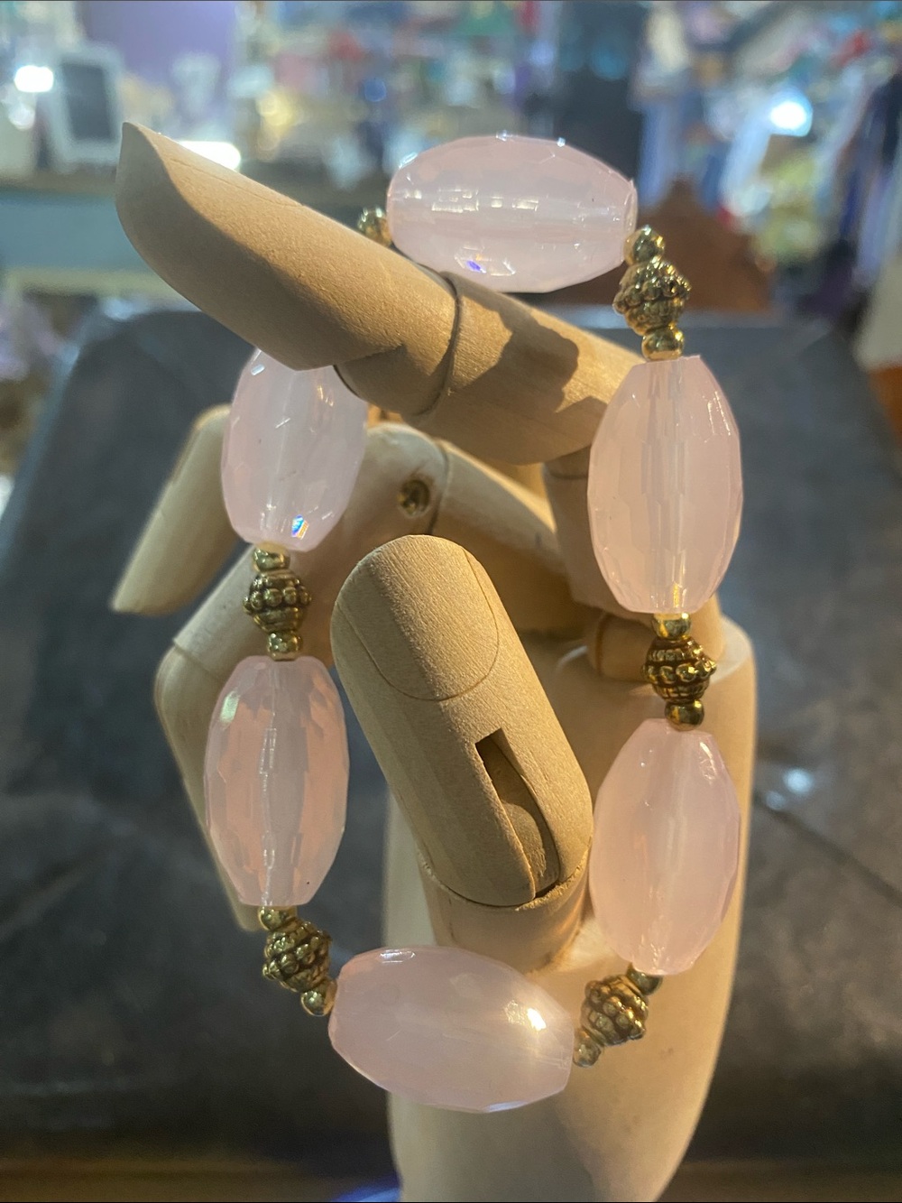 Light Pink Large Bead Bracelet Stretch - Picture 2 of 2